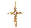 <span class='ref_item'>170 -</span> <span class="object_title">COLGANTE CRUZ LATINA  ESTILO ART NOUVEAU EN ORO DE 18 KT. CON DIAMANTE</span>  <p><span class="technical_description">Colgante Cruz latina realizada en oro de 18 kt. de estilo Art Nouveau , decorada con motivos vegetales calados en relieve y un diamante central en talla brillante engastado en garras con peso total aprox. 0.50 ct.<br/>Medidas: 6,5 cm x 4 cmç<br/>Ref: 4154</span><br>Peso: <span class="PESO_HCES1">10,1</span> <span class="PESOUMED_HCES1">gr.</span><br></p>