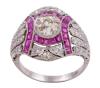 <span class='ref_item'>11 -</span> <span class="object_title">SORTIJA EN PLATINO, ESTILO ART DÉCO CON RUBIES Y DIAMANTES</span>  <p><span class="technical_description">Sortija realizada en platino, estilo Art Déco con un diamante central en talla rosa doble con peso aprox. 0.40 ct. y bandas de diamantes en talla 8/8 con peso total aprox. de 1.35 ct. peso total aprox. de todos los diamantes: 1.75 ct. lleva adorno de rubíes en tallas cuadradas engastadas en carril con peso total aprox. 0.30 ct<br/>Medida sortija:15<br/>Ref: 4691</span><br>Peso: <span class="PESO_HCES1">7,30</span> <span class="PESOUMED_HCES1">gr.</span><br></p>