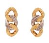<span class='ref_item'>84 -</span> <span class="object_title">PENDIENTES EN ORO BICOLOR DE 18 KT. CON DISEÑO DE NUDO Y DIAMANTES</span>  <p><span class="technical_description">Pareja de pendientes realizados en oro bicolor de 18 kt. con diseño de nudo adornados por diamantes en talla brillante con peso total aprox.0.12 ct.<br/>Cierre: Omega</span><br>Peso: <span class="PESO_HCES1">10,90</span> <span class="PESOUMED_HCES1">gr.</span><br></p>