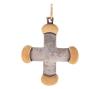 <span class='ref_item'>9 -</span> <span class="object_title">COLGANTE BICOLOR CON FORMA DE CRUZ GRIEGA  EN ORO DE 14 KT. Y EN PLATA DE LEY 925</span>  <p><span class="technical_description">Colgante bicolor con forma de cruz griega en oro de 14 kt. y plata de ley 925. La parte central esta realizada en plata y las terminaciones o extremos redondeadas en oro.<br/>Lleva asa para colgar.<br/>Medidas: 4,5 cm de longitud( con el asa de colgar) x 3.5 cm</span><br>Peso: <span class="PESO_HCES1">17</span> <span class="PESOUMED_HCES1">gr.</span><br></p>