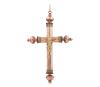 <span class='ref_item'>214 -</span> <span class="object_title">CRUZ COLGANTE EN ORO DE  14 KT. CON FIGURA DE CRISTO Y ASA PARA COLGAR EN ORO DE 18 KT. PP. SIGLO XX</span>  <p><span class="technical_description">Cruz colgante realizada en oro de 14 kt. De principios del siglo XX. Con brazos cilíndricos rematados en motivos bulbosos ornamentados. Delicada figura de Cristo crucificado en el centro realizada en oro de 18 kt. así como el asa para colgar<br/>Medidas: 7,3 cm de longitud x 4,3 cm de ancho</span><br>Peso: <span class="PESO_HCES1">9,40</span> <span class="PESOUMED_HCES1">gr.</span><br></p>