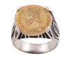 <span class='ref_item'>205 -</span> <span class="object_title">SORTIJA SELLO EN PLATA DE LEY 925 CON MONEDA CHAPADA EN ORO</span>  <p><span class="technical_description">Sortija tipo sello realizada en plata de ley 925, con reproducción de moneda romana chapada en oro<br/>Medida sortija: 24</span><br>Peso: <span class="PESO_HCES1">13,10</span> <span class="PESOUMED_HCES1">gr.</span><br></p>