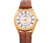 <span class='ref_item'>17 -</span> <span class="object_title">RELOJ  PULSERA DE SRA. "CECCINI" CAJA EN ACERO DORADO Y CORREA DE PIEL. MECANISMO DE CUARZO JAPONES</span>  <p><span class="technical_description">Reloj de pulsera de Sra. "CECCINI" con caja redonda en acero dorado, esfera color blanco con número romanos, medida: 21 mm. Correa de piel marrón con hebilla en acero dorado.<br/>Mecanismo de cuarzo japones. En estado de marcha</span><br>Peso: <span class="PESO_HCES1">14</span> <span class="PESOUMED_HCES1">gr.</span><br></p>