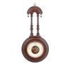 <span class='ref_item'>148 -</span> <span class="object_title">ANTIGUO BARÓMETRO ANEROIDE DE PARED</span>   <p><span class="technical_description">Este instrumento sirve para medir la presión atmosférica e intentar predecir el tiempo.<br/>Está realizado con una estructura de madera tallada en tono oscuro y remate superior con pomo metálico. Cuenta con una esfera redonda de latón dorado protegida por cristal con fondo en tono crema y dos agujas metálicas (una en color azul, que es la aguja mecánica o indicadora y la otra en color dorado, que es la aguja de referencia o testigo).<br/>Presenta algunas marcas en la madera, y, falta el termómetro en la parte superior, entre las 'columnas' de madera.<br/>Medidas: 46.5cm de largo y 21cm de diámetro.</span><br></p>