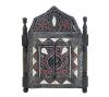 <span class='ref_item'>144 -</span> <span class="object_title">ESPEJO DE PARED MARROQUÍ ARTESANAL </span>   <p><span class="technical_description">Espejo de pared marroquí artesanal realizado con una base estructural de madera, revestimiento de metal trabajado e incrustaciones de hueso.<br/>La estructura presenta dos portezuelas abatibles funcionales con tiradores esféricos de madera que al abrirse revelan el espejo interior.<br/>Medidas: 35.5 x 24.5cm</span><br></p>