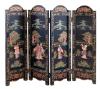 <span class='ref_item'>92 -</span> <span class="object_title">BIOMBO JAPONÉS PLEGABLE DE 4 PANELES</span>   <p><span class="technical_description">Biombo asiático plegable de cuatro paneles fabricado en madera lacada en negro y decorado con detalles pintados a mano y figuras en relieve representando escenas tradicionales de inspiración japonesa.<br/>Medidas: 39.5 x 47.5cm</span><br></p>