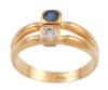 <span class='ref_item'>107 -</span> <span class="object_title">SORTIJA EN ORO DE 18KT. CON ZAFIRO Y DIAMANTE</span>  <p><span class="technical_description">Sortija realizada en oro de 18 kt, de diseño abierto en la parte central y con adorno de un zafiro en talla redonda con peso aprox. 0.20 ct. y un diamante en talla brillante con peso aprox. 0.18 ct. ambos engastados en chatón.<br/>Medida sortija: 12</span><br>Peso: <span class="PESO_HCES1">4</span> <span class="PESOUMED_HCES1">gr.</span><br></p>