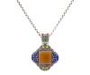 <span class='ref_item'>179 -</span> <span class="object_title">COLGANTE Y CADENA EN PLATA DE LEY 925. COLGANTE CON CUARZO , PIEDRAS ROJAS Y ESMALTES</span>  <p><span class="technical_description">Colgante y cadena realizados en plata de ley 925, el colgante de forma lobulada con cuarzo central color citrino oscuro en talla cuadrada decorado a los lados con esmalte cloisonné en tonos azul cobalto intenso con detalles en verde brillante y amarillo, en la parte superior del asa para colgar adorno de dos cabujones de piedras rojas, parte posterior en rejilla calada. Medidas colgante: 5 cm x 4 cm<br/>Cadena con eslabón grande rolo y cierre de reasa. Longitud: 50 cm</span><br>Peso: <span class="PESO_HCES1">35</span> <span class="PESOUMED_HCES1">gr.</span><br></p>