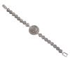 <span class='ref_item'>181 -</span> <span class="object_title">PULSERA EN PLATA DE LEY 925 CON ADORNO DE MARCASITAS</span>  <p><span class="technical_description">Pulsera realizada en plata de ley 925, articulada con roseta central y eslabones en forma de corazón adornados por marcasitas<br/>Cierre de pestaña<br/>Longitud: 17 cm</span><br>Peso: <span class="PESO_HCES1">27,4</span> <span class="PESOUMED_HCES1">gr.</span><br></p>