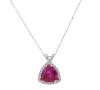 <span class='ref_item'>46 -</span> <span class="object_title">COLGANTE Y CADENA EN ORO DE 18 KT. CON RUBÍ Y DIAMANTES</span>  <p><span class="technical_description">Colgante con cadena realizados en oro de 18 kt. El colgante con rubí central en talla trillión de peso aprox. 1 ct. y orla de diamantes en talla brillante con peso total aprox.0.10 ct<br/>Cadena de fino eslabón barbado y cierre con reasa. Longitud: 40 cm</span><br>Peso: <span class="PESO_HCES1">1,8</span> <span class="PESOUMED_HCES1">gr.</span><br></p>