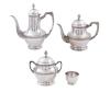 <span class='ref_item'>226 -</span> <span class="object_title">CUATRO PIEZAS DE JUEGO DE SERVICIO DE TÉ Y CAFÉ EN PLATA DE LEY </span>  <p><span class="technical_description">Lote compuesto por cuatro piezas de servicio de té y café realizadas en plata de ley , punzón posterior F F H H E I R:<br/>Cafetera<br/>Tetera<br/>Azucarero con su tapa<br/>Vaso</span><br>Peso: <span class="PESO_HCES1">1110</span> <span class="PESOUMED_HCES1">gr.</span><br></p>