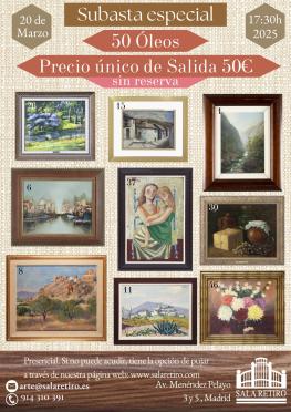 Subasta 50 Óleos. Precio único de salida 50€, 20 de Marzo 2025