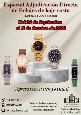 Especial Adjudicación Directa Relojes Pulsera Del 25 de Septiembre al 11 de Octubre de 2026