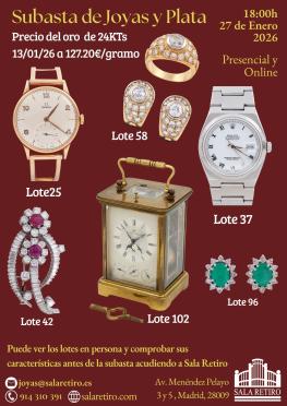 Subasta Joyas y Plata, 27 Enero 2026
