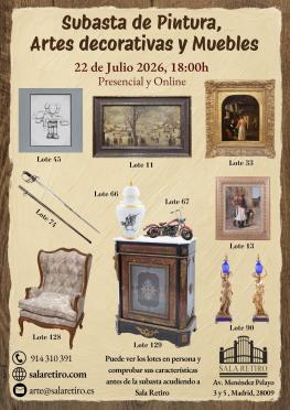 Subasta de Pintura, Artes Decorativas y Muebles, 22 Julio 2026