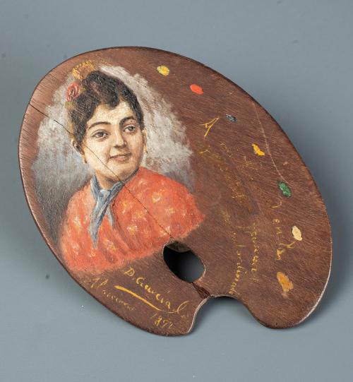 RETRATO DE JÓVEN EN PALETA DE PINTOR
