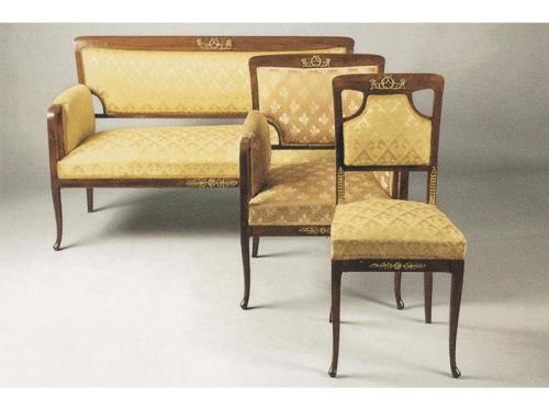 Canapé, sillón y tres sillas, Francia, hacia 1910