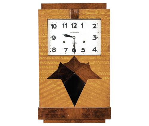 RELOJ DE PARED ART DÉCO EN MADERA DE RAÍZ. MARCA ROYAL CÓRD