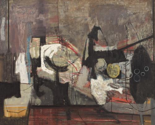 Bodegón abstracto en negros y blancos