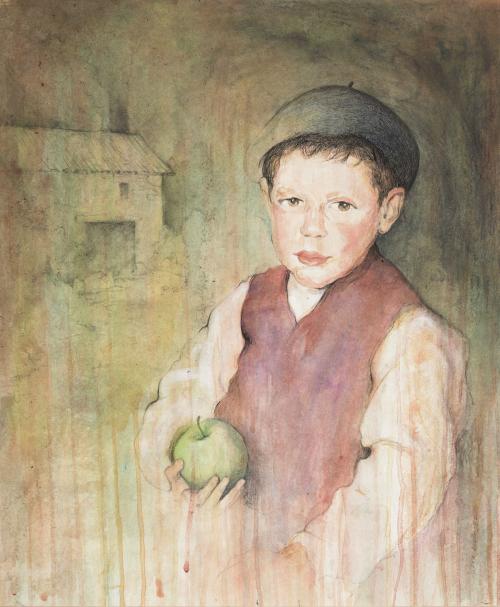 NIÑO CON MANZANA