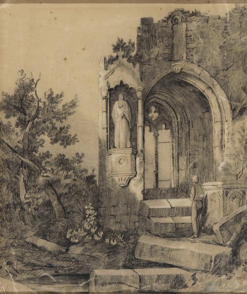 Paisaje con ruinas de iglesia
