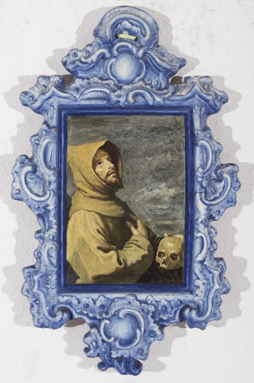 PLACA EN CERAMICA DE TALAVERA, RUIZ DE LUNA,  FFS. S. XIX