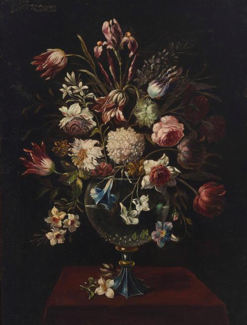 ESCUELA ESPAÑOLA S. XVII, Pareja de bodegones de flores, ESCUELA ESPAÑOLA S. XVII, Pareja de bodegones de flores,