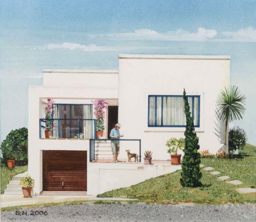 Casa con jardín.