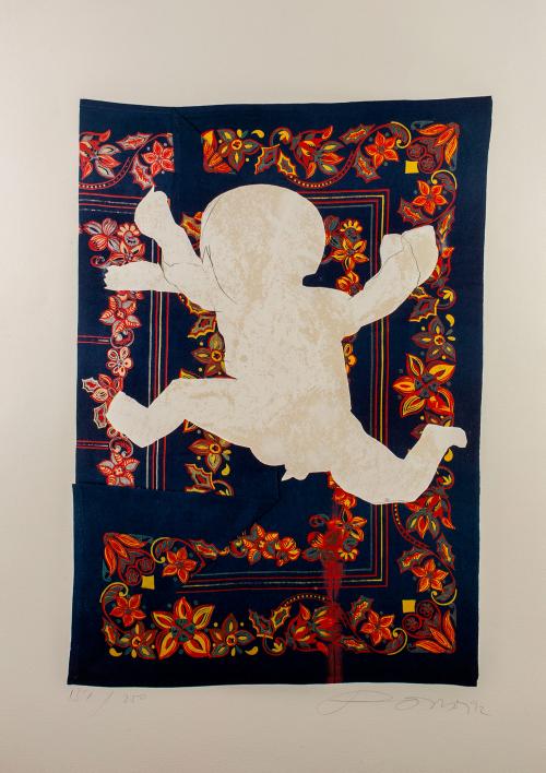 Niño sobre fondo de pañuelo