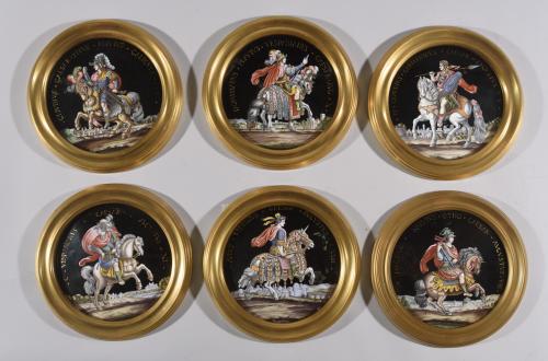 DOCE TONDOS EN ESMALTE DE LIMOGES, 1820-1830