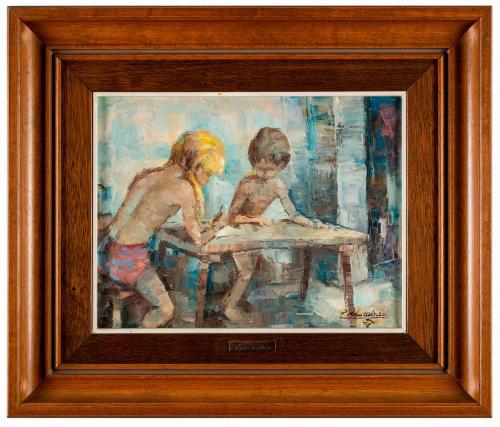 Niños pintando