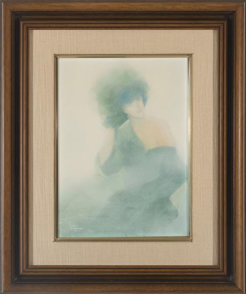 MUJER DE PERFIL EN AZUL