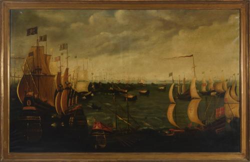 Escena marítima con barcos