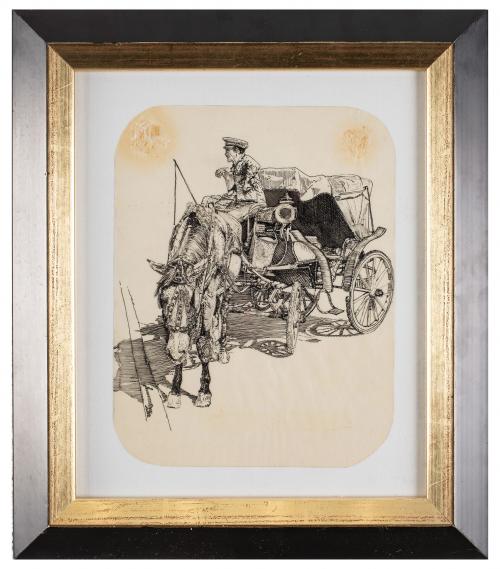 Hombre en carro de caballos