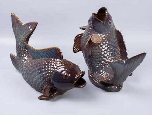 PAREJA DE PECES EN CERÁMICA VIDRIADA 