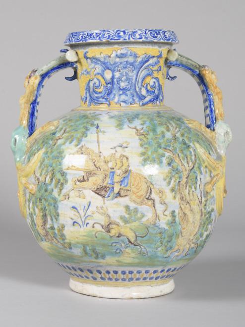 JARRON DE DOS ASAS EN CERAMICA DE TALAVERA