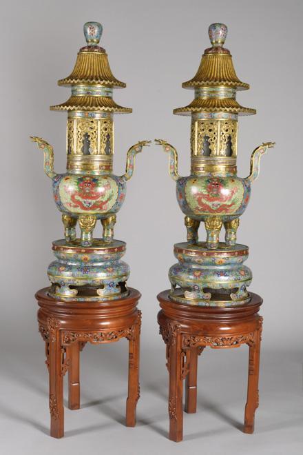 PAREJA DE JARRONES CLOISONNÉ