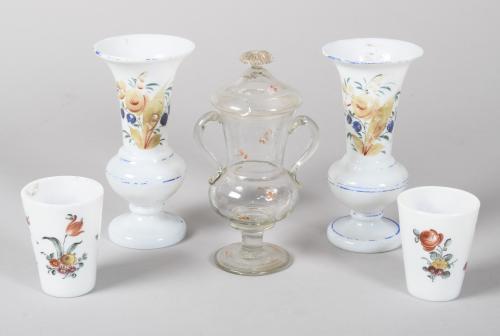 COLECCION DE OPALINAS EN CRISTAL DE LA GRANJA SIGLO XIX