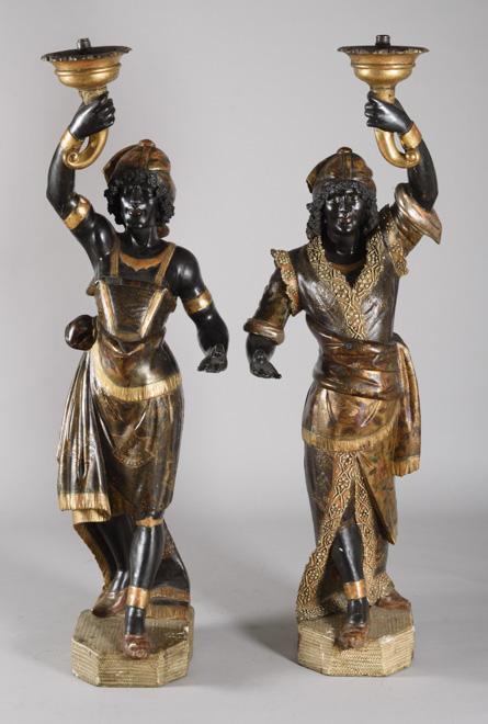 PAREJA DE TORCHEROS VENECIANOS, S. XIX