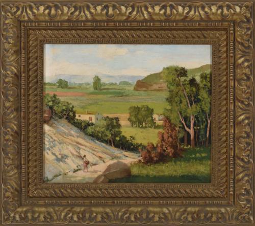 Paisaje con rio y paisaje de montaña