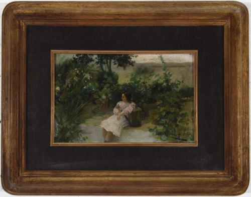 Niña en el jardín. Hacia 1892-1893