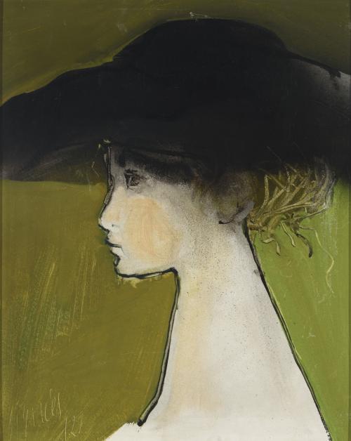 Perfil de mujer con sombrero