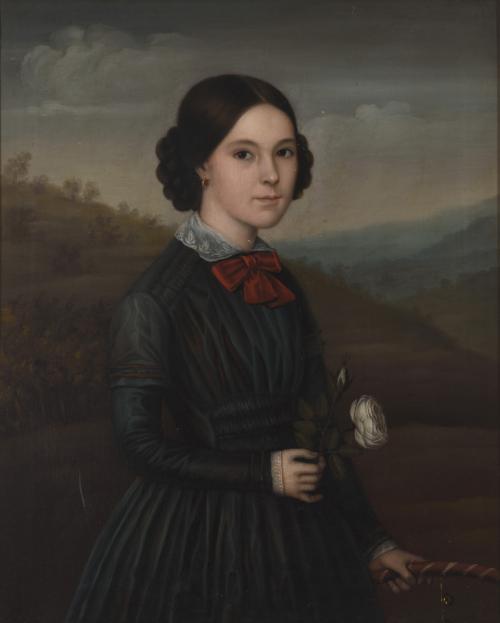 RETRATO DE NIÑA CON ROSA BLANCA