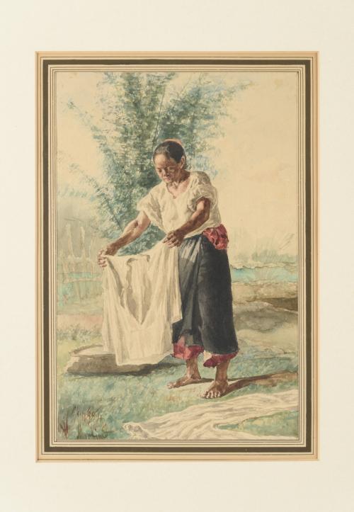 Campesino con gallo y Mujer Tagala