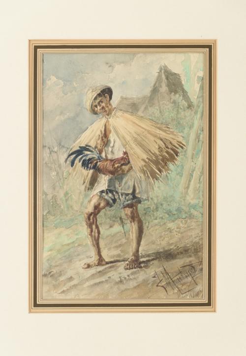 Campesino con gallo y Mujer Tagala