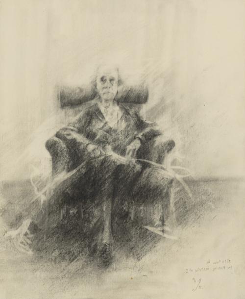 DIBUJO A CARBONCILLO Y CERA, INDIA, 1973.