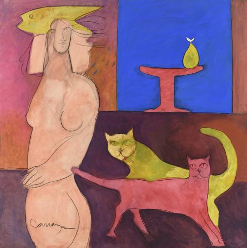 Mujer y gatos