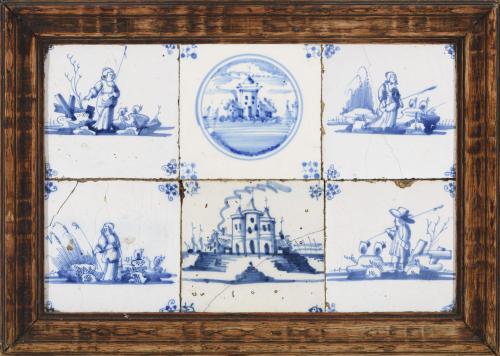 SEIS AZULEJOS DE DELFT, SIGLO XVIII
