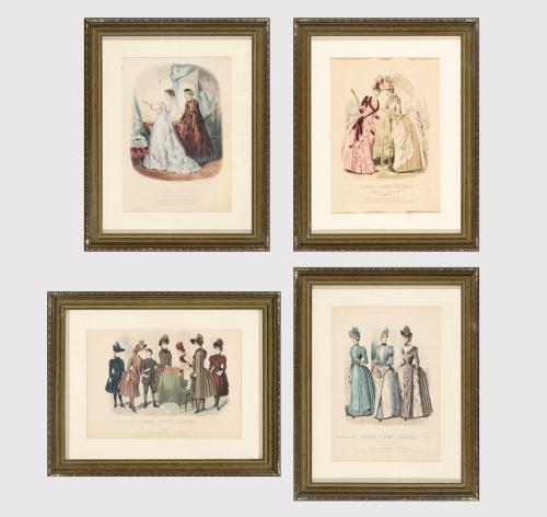 CUATRO IMPRESIONES A COLOR DE "LA MODA ELEGANTE ILUSTRADA"