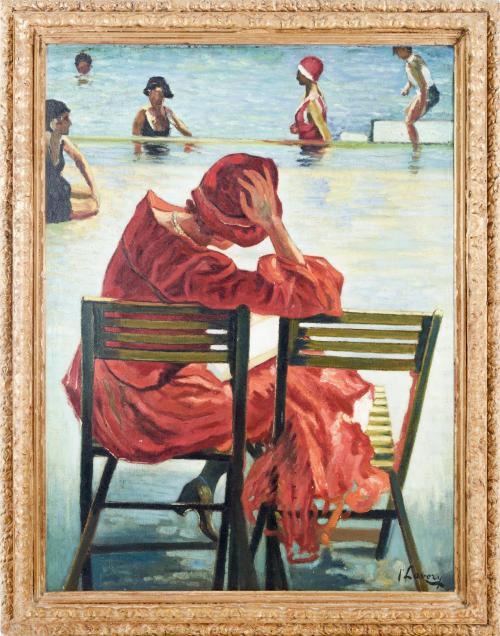 MUJER CON VESTIDO ROJO, COPIA DEL ORIGINAL DE JOHN LAVERY.
